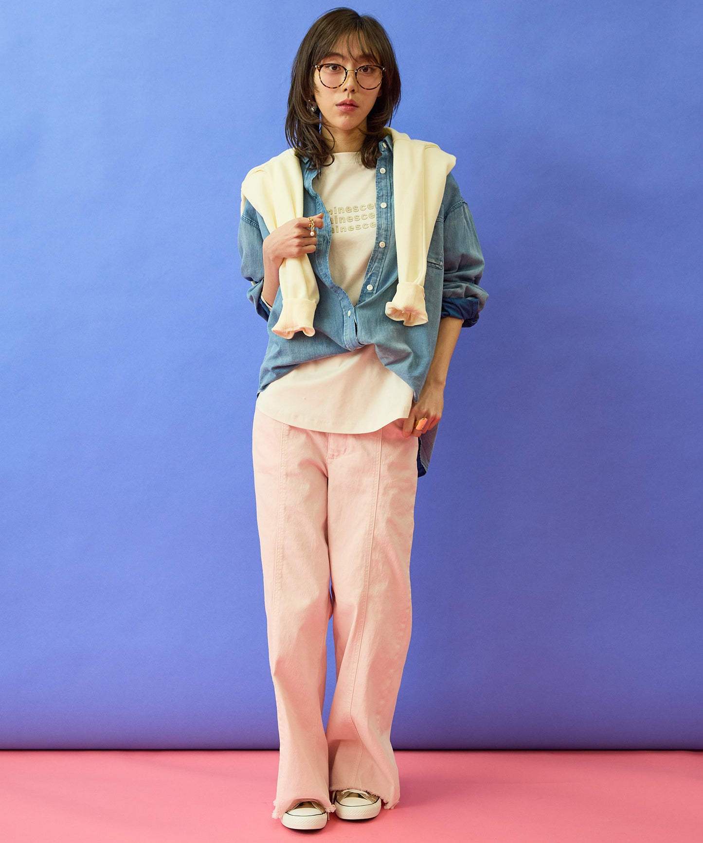 【FONT LAB】フォトプリント×ロゴボートネックスウェット