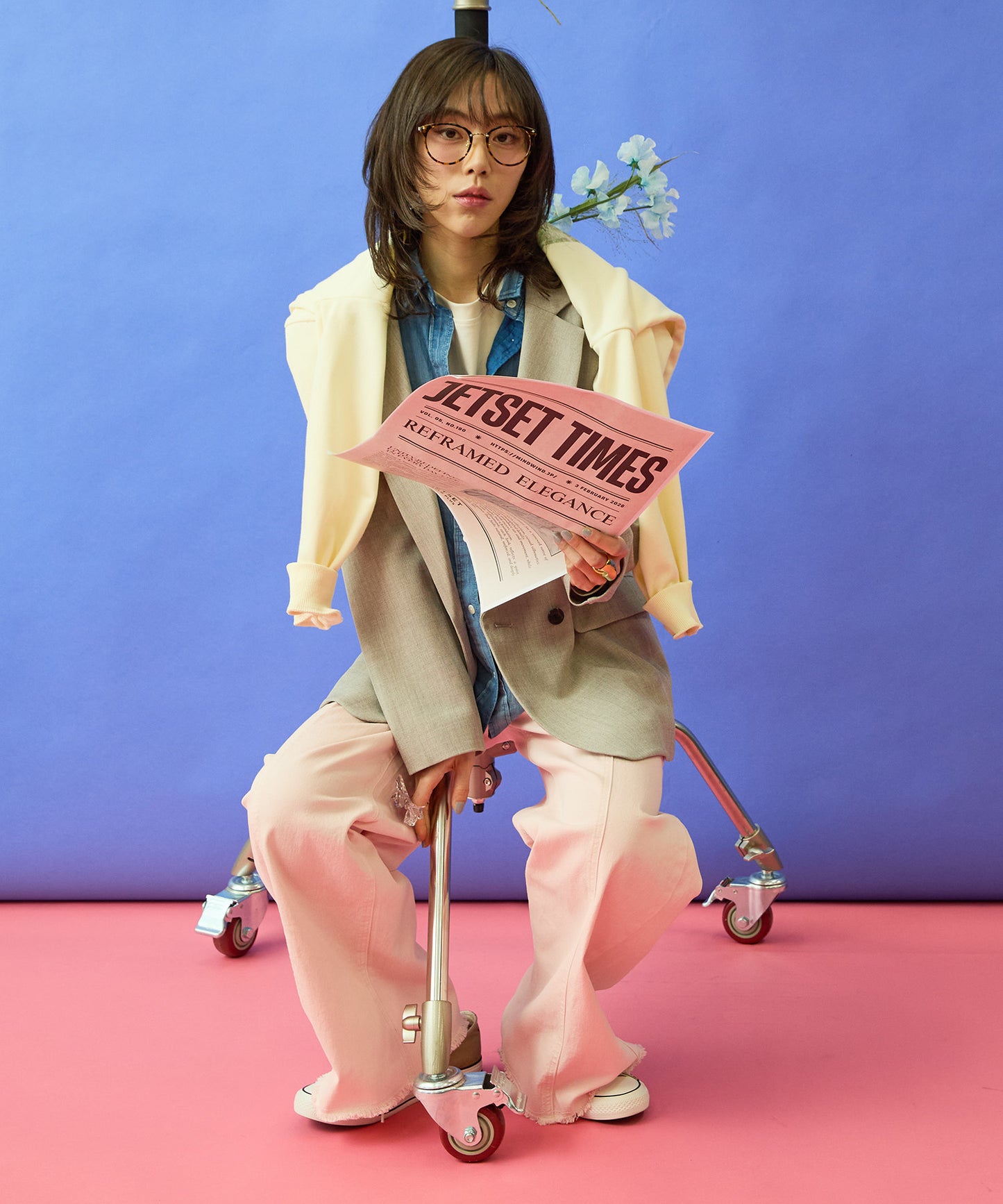 【FONT LAB】フォトプリント×ロゴボートネックスウェット