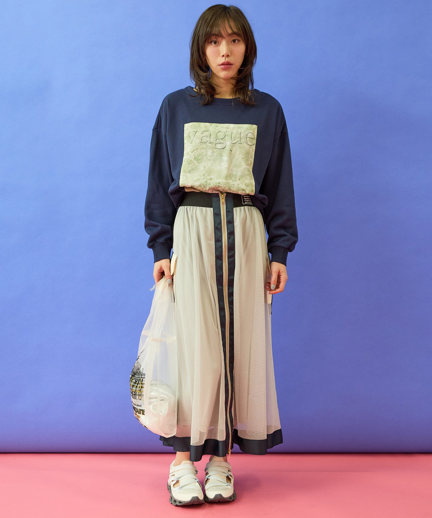 【FONT LAB】フォトプリント×ロゴボートネックスウェット