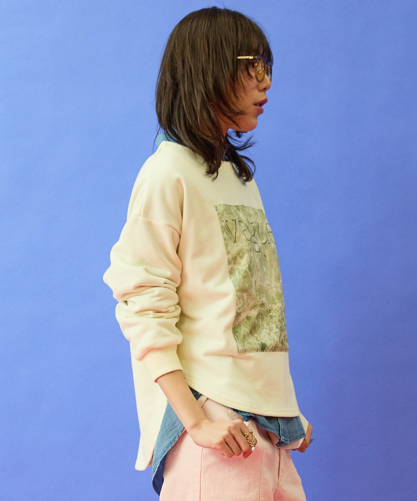 【FONT LAB】フォトプリント×ロゴボートネックスウェット