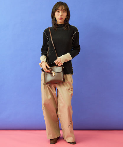 【FONT LAB】プリーツちびハイネックバイカラーカットソー