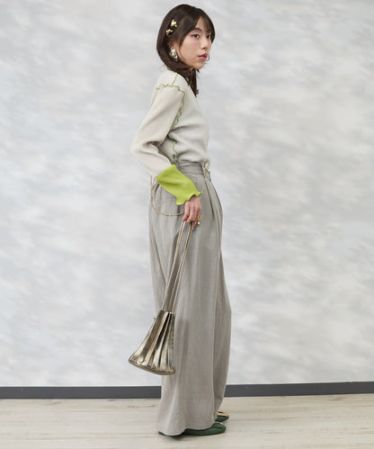 【FONT LAB】プリーツちびハイネックバイカラーカットソー