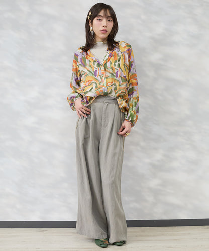 【FONT LAB】プリーツちびハイネックバイカラーカットソー