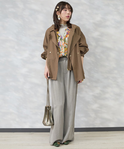 【FONT LAB】プリーツちびハイネックバイカラーカットソー