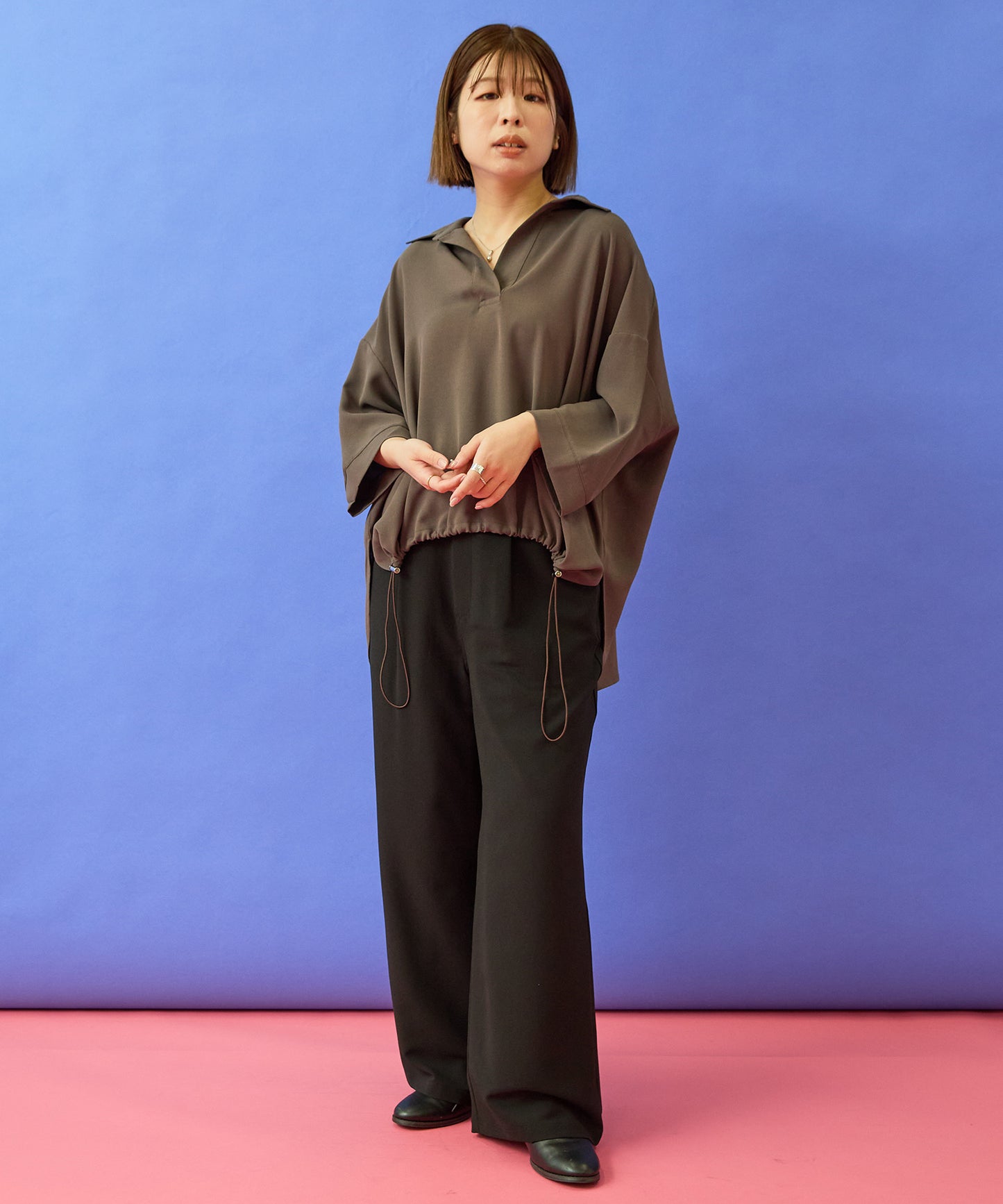 【FONT LAB】ライトジョーゼットドロストスキッパーカットソー