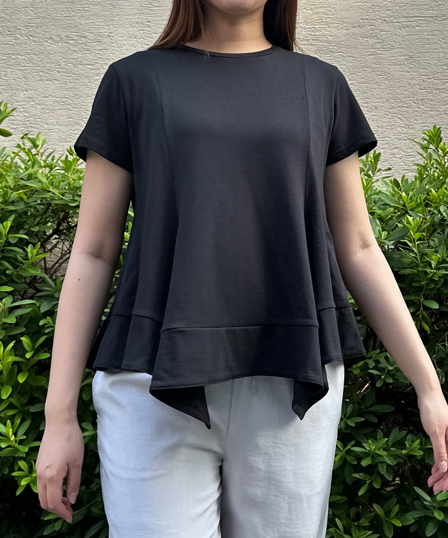 【qout】デザインヘムドライカットソー