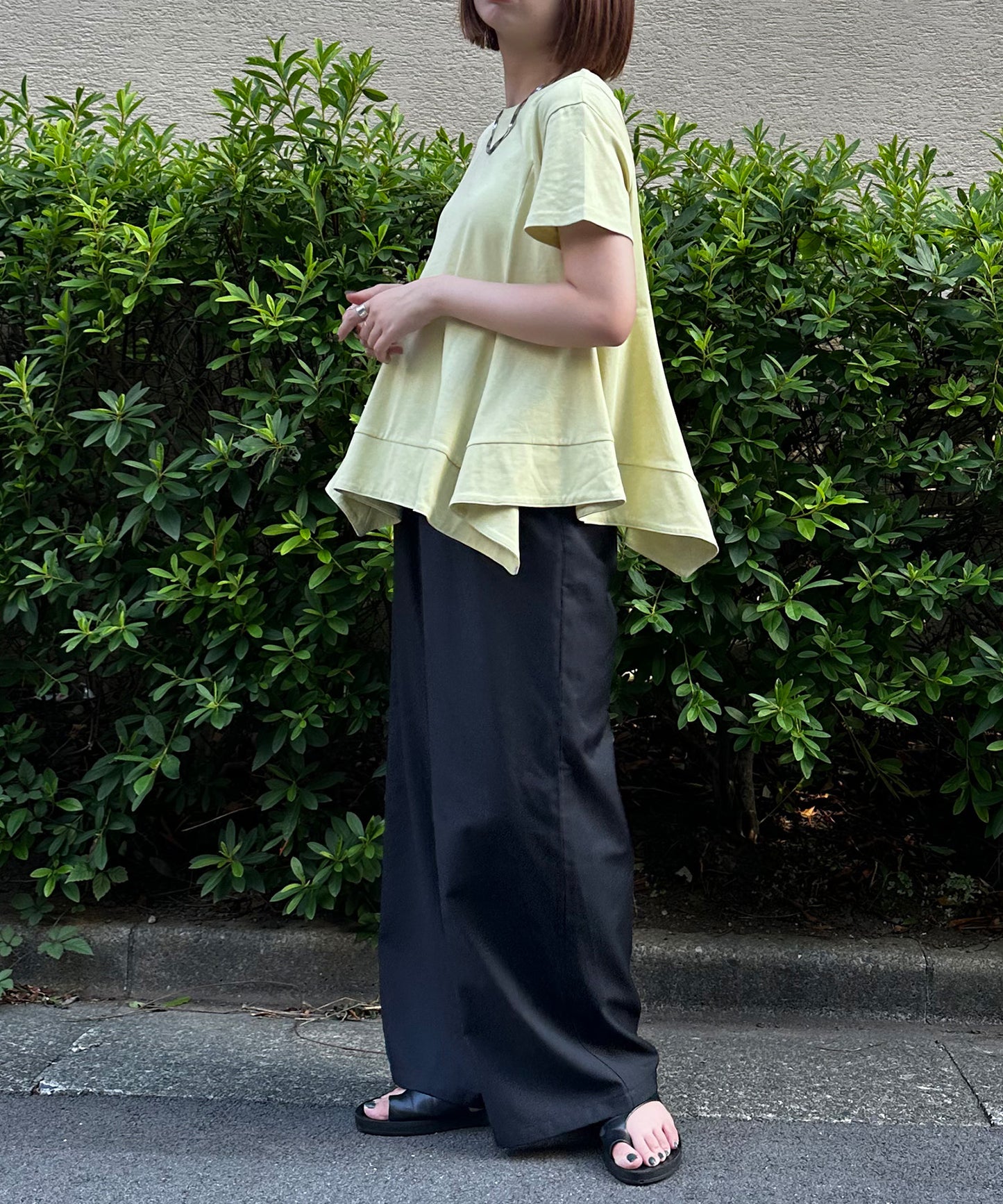 【qout】デザインヘムドライカットソー