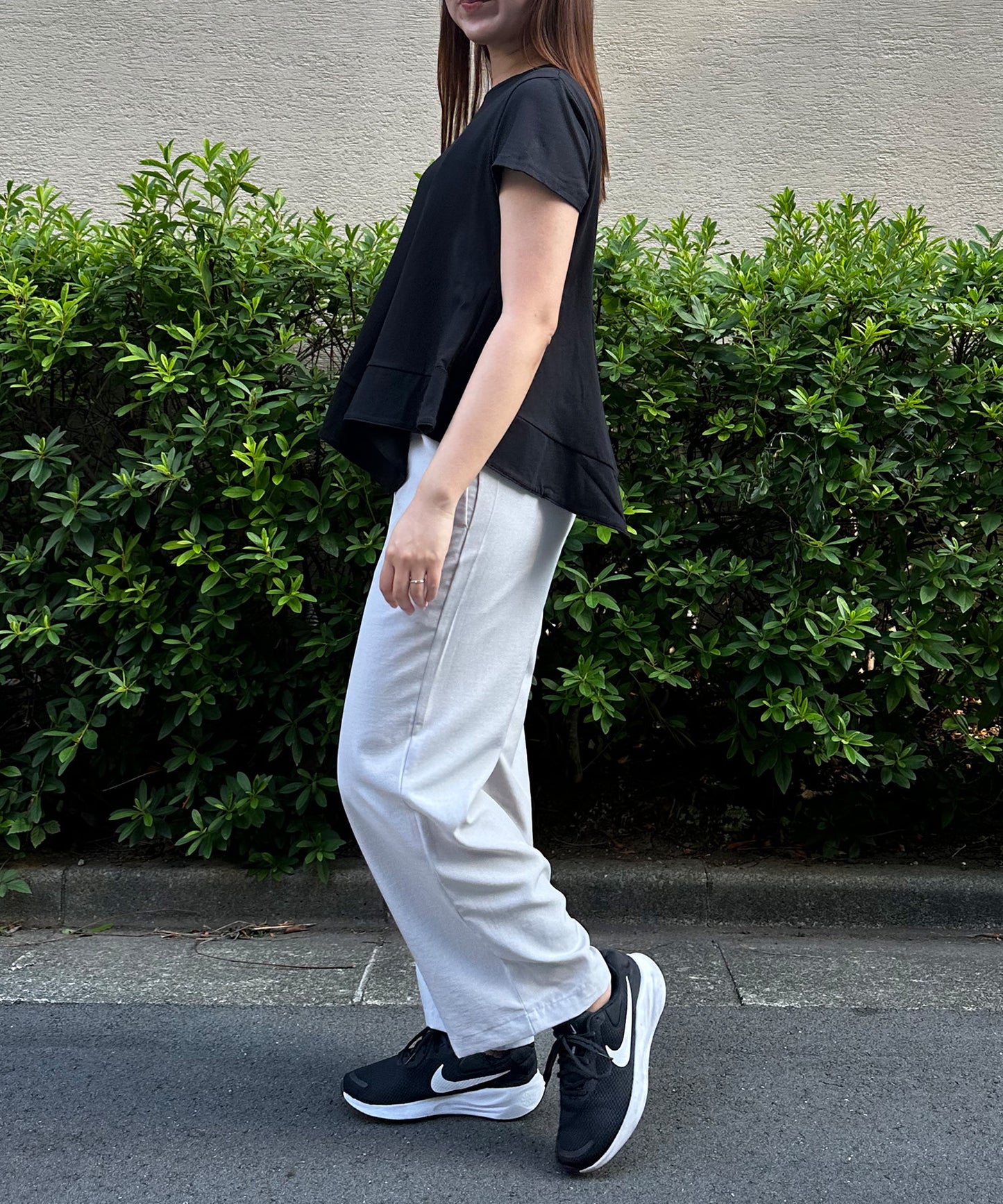 【qout】デザインヘムドライカットソー