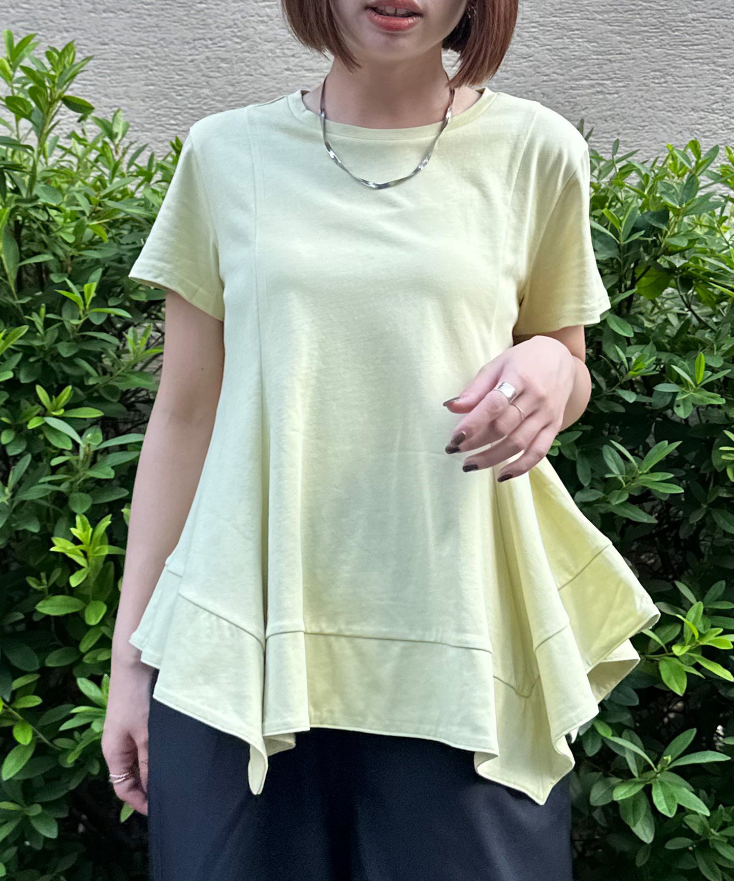 【qout】デザインヘムドライカットソー