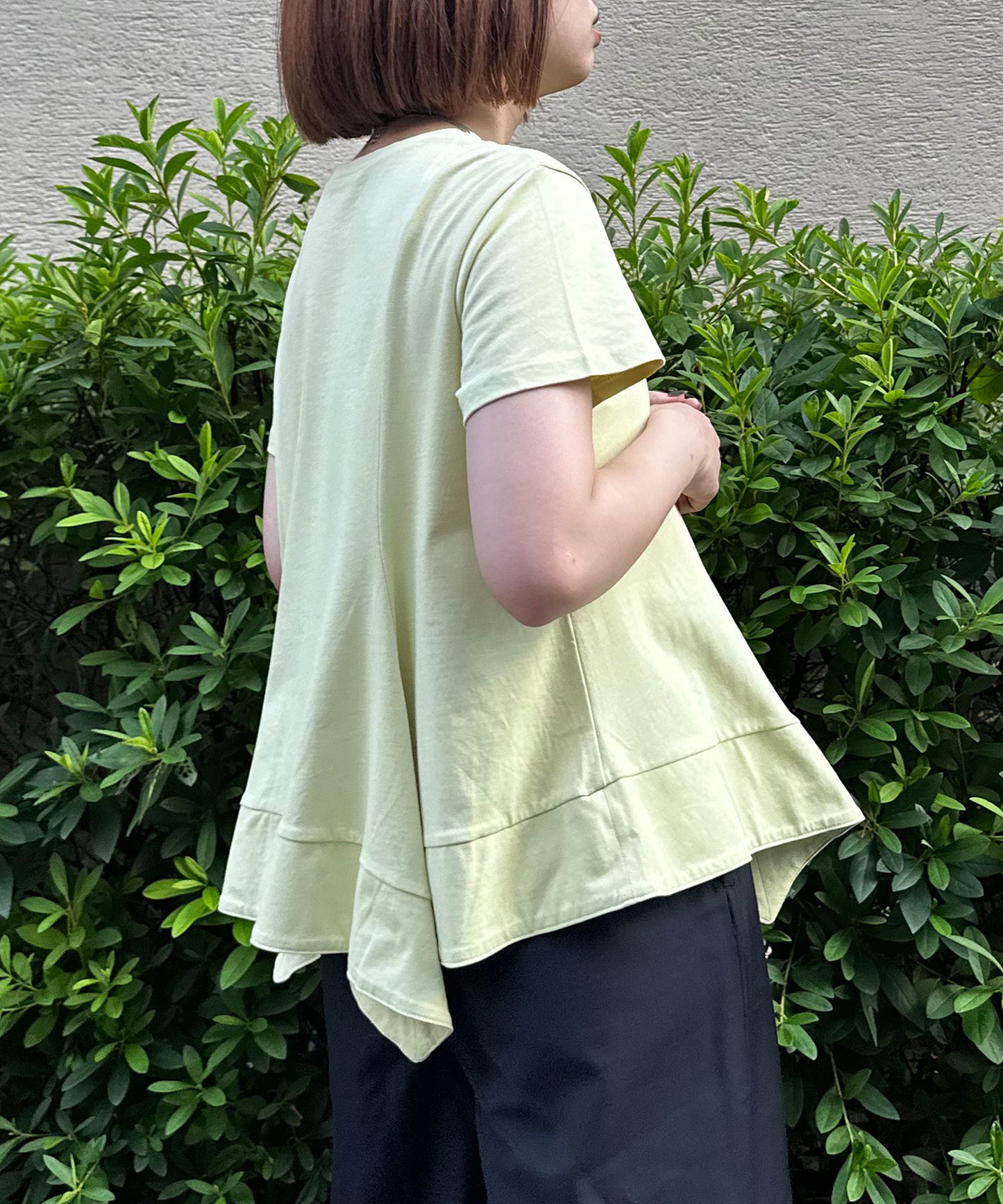 【qout】デザインヘムドライカットソー