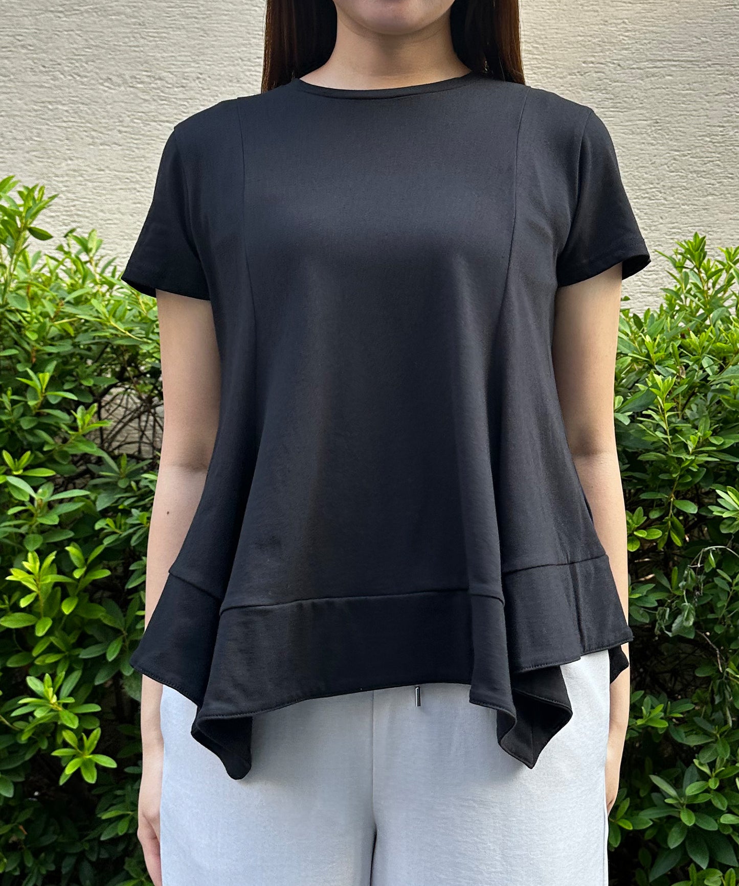 【qout】デザインヘムドライカットソー