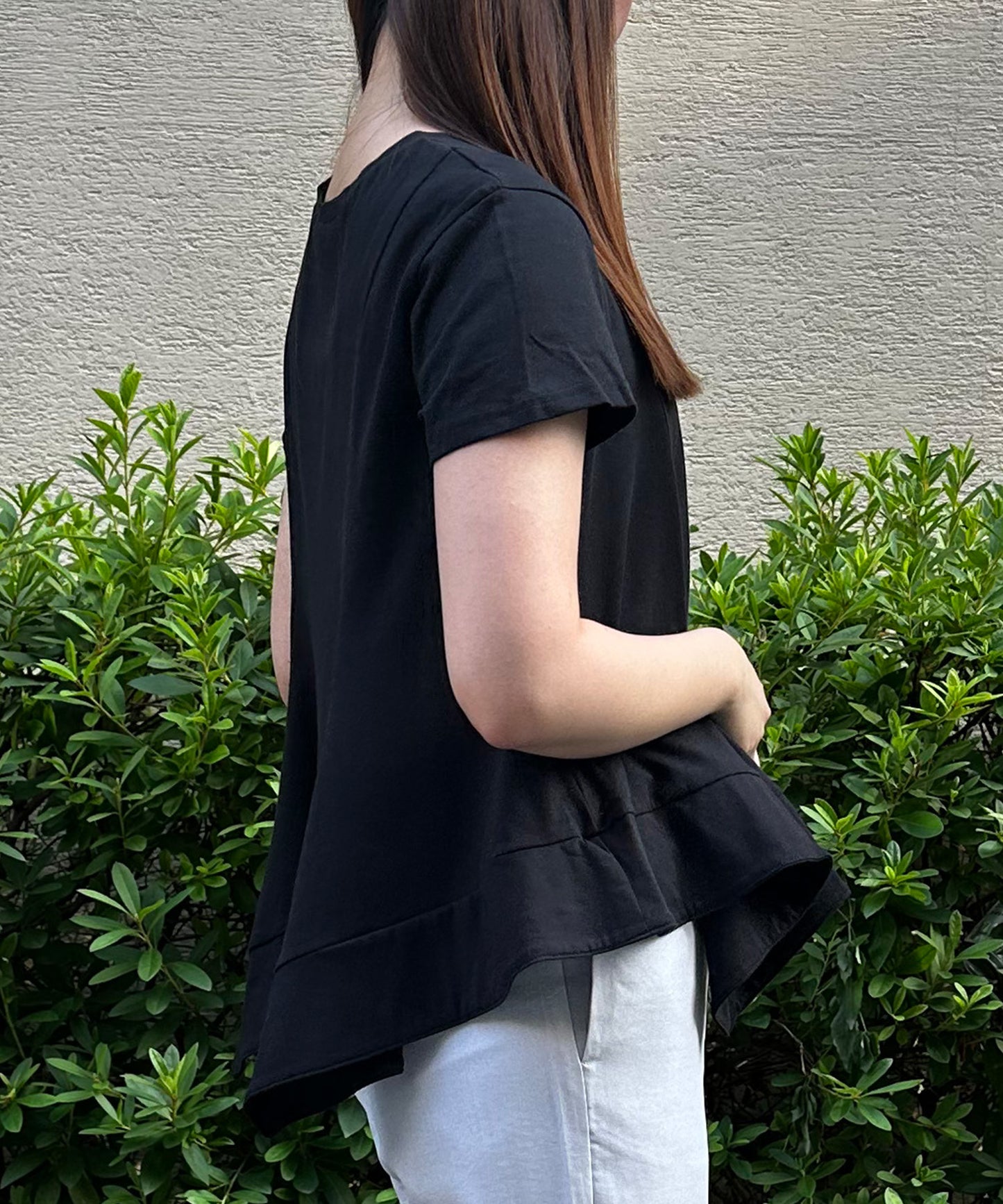 【qout】デザインヘムドライカットソー