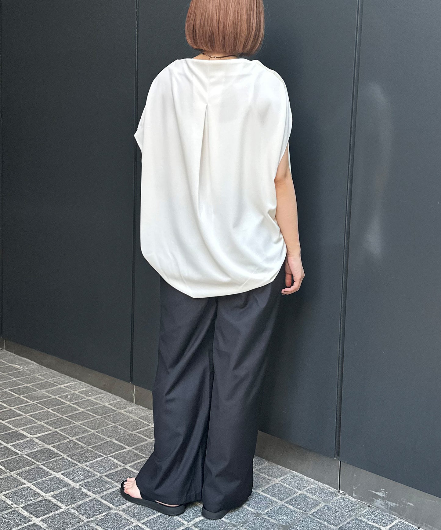 【qout】ショルダーラインジョーゼットカットソー