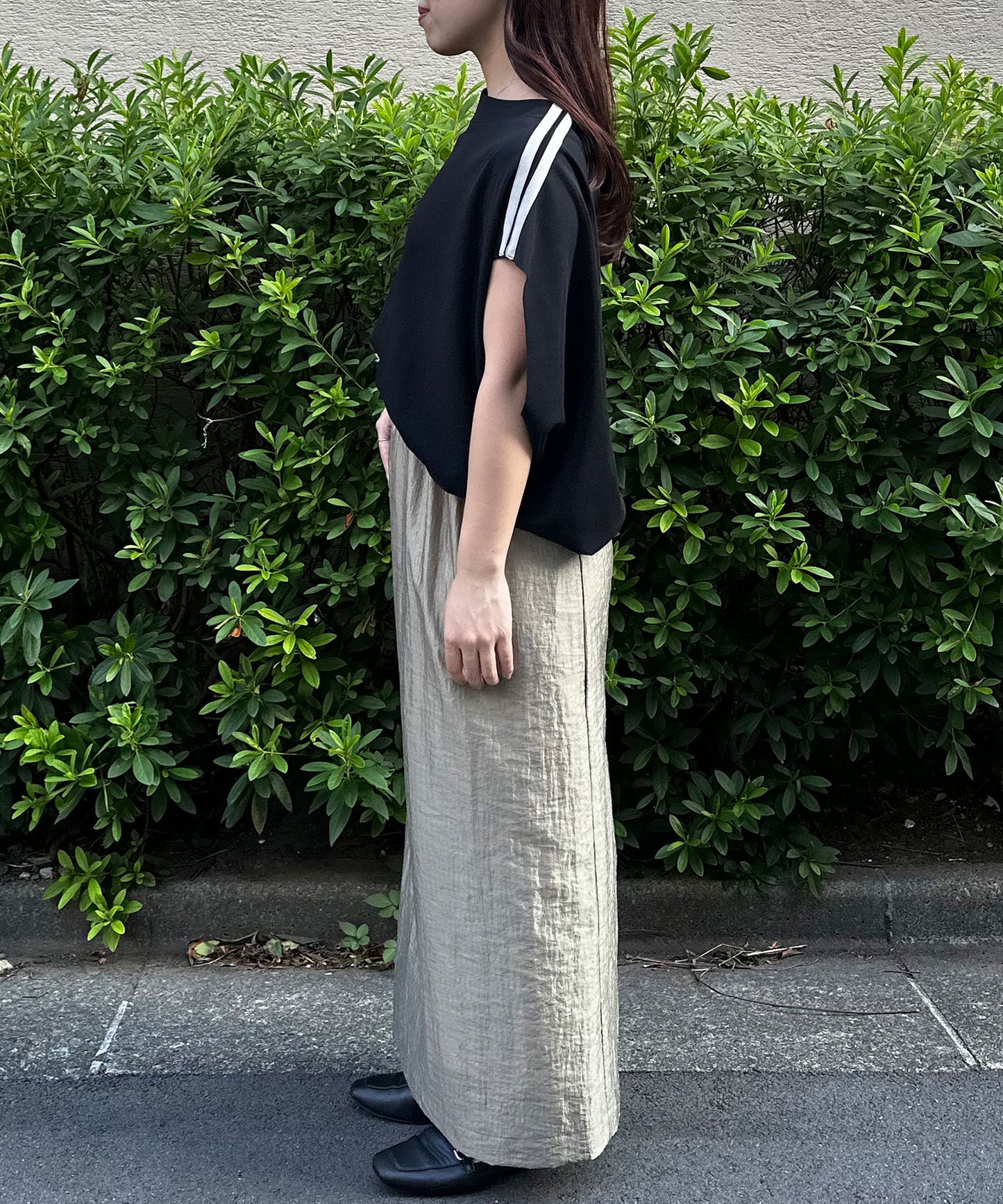 【qout】ショルダーラインジョーゼットカットソー