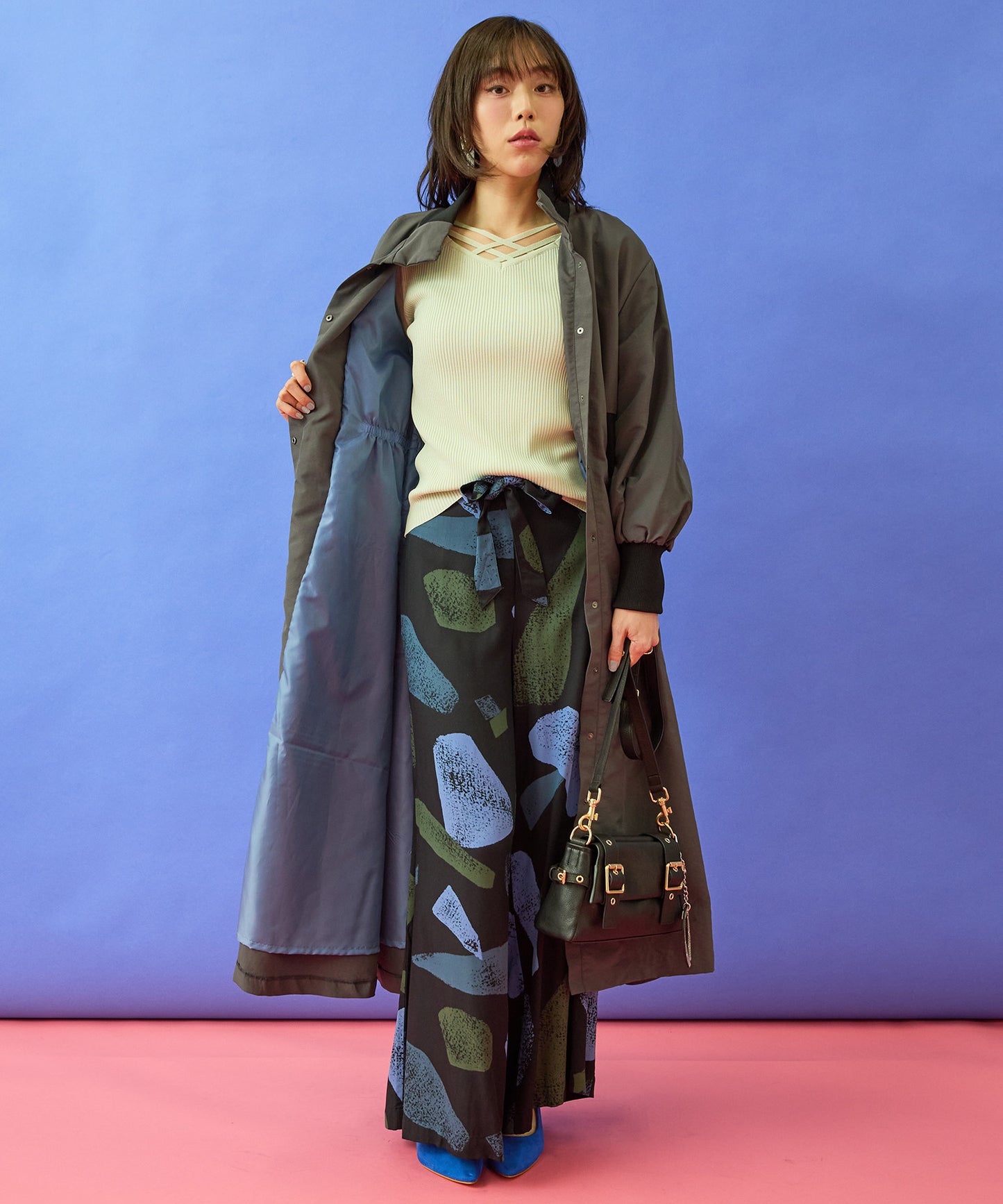 コート レディース 春 グログラン ロングコート