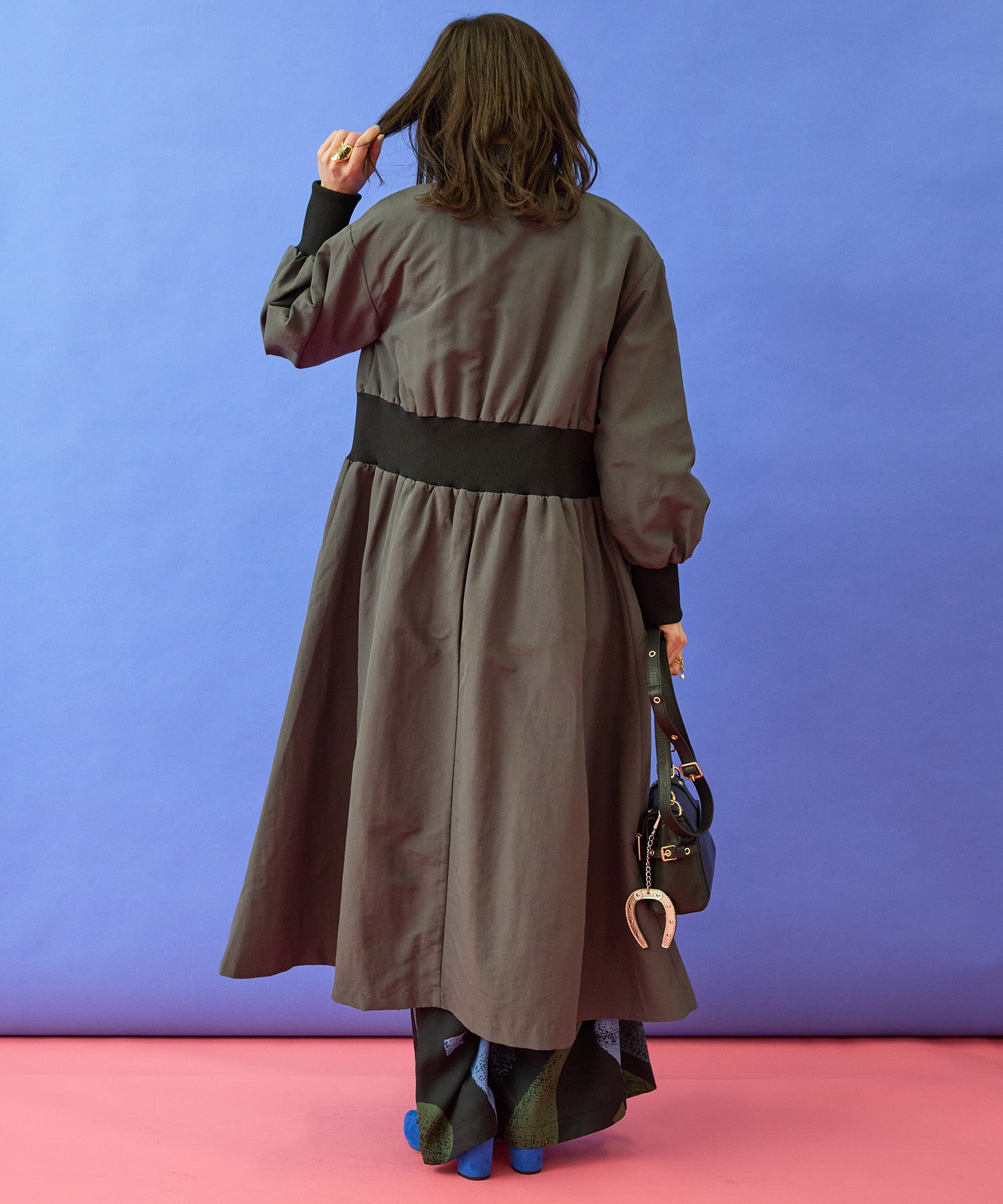 【FONT LAB】グログランウエストリブパテッドコート