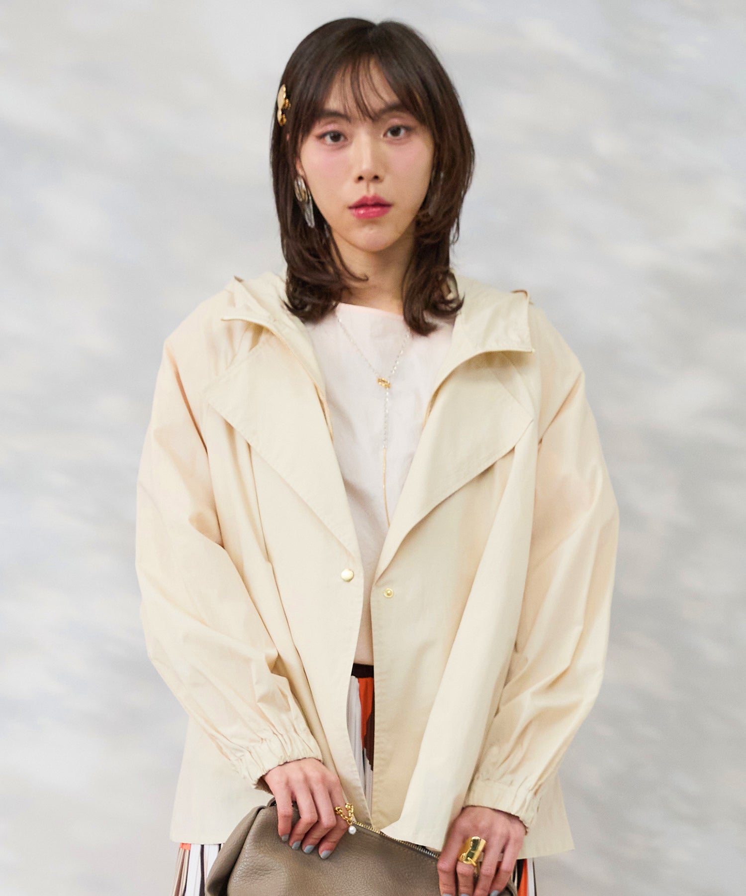 【FONT LAB】コットンテンセルフェイクレイヤードショートコート