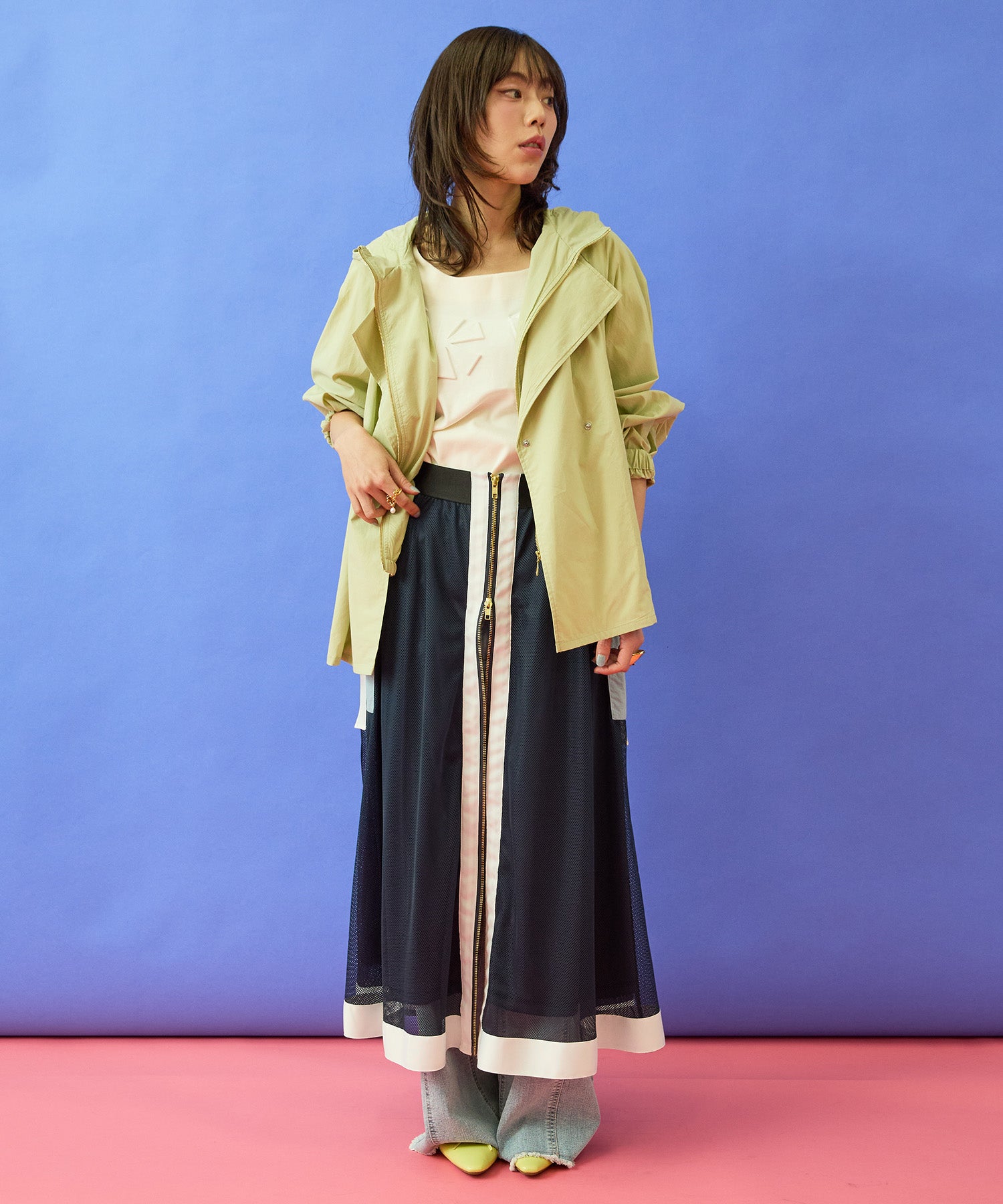 【FONT LAB】コットンテンセルフェイクレイヤードショートコート