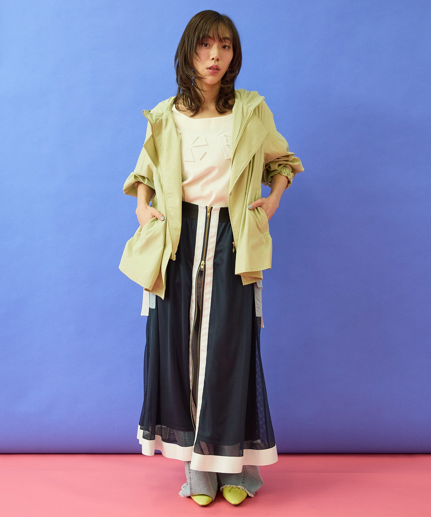 【FONT LAB】コットンテンセルフェイクレイヤードショートコート