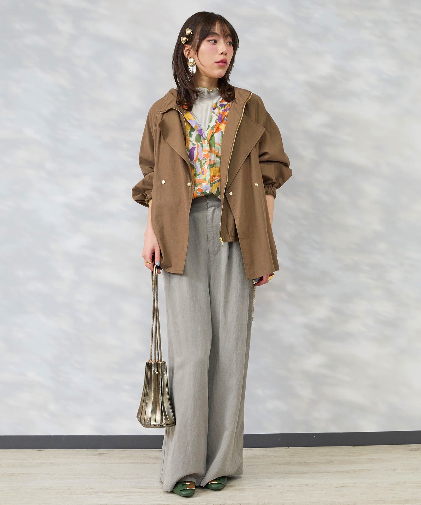 【FONT LAB】コットンテンセルフェイクレイヤードショートコート