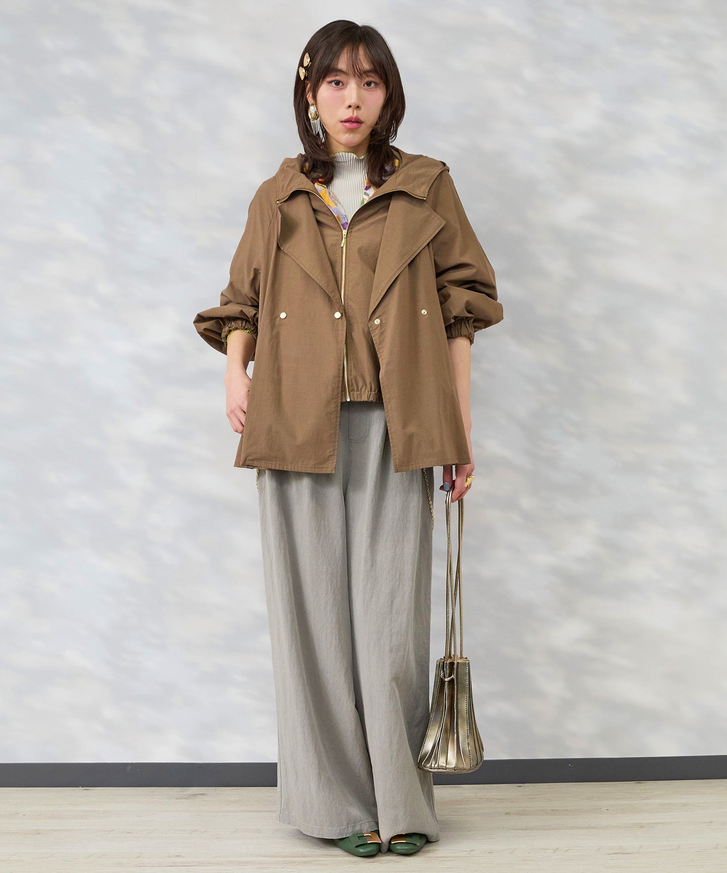 【FONT LAB】コットンテンセルフェイクレイヤードショートコート