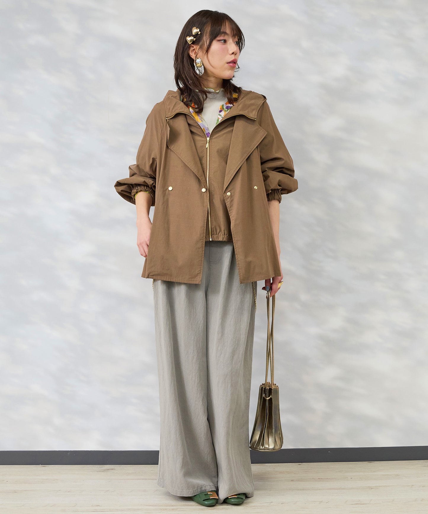 【FONT LAB】コットンテンセルフェイクレイヤードショートコート