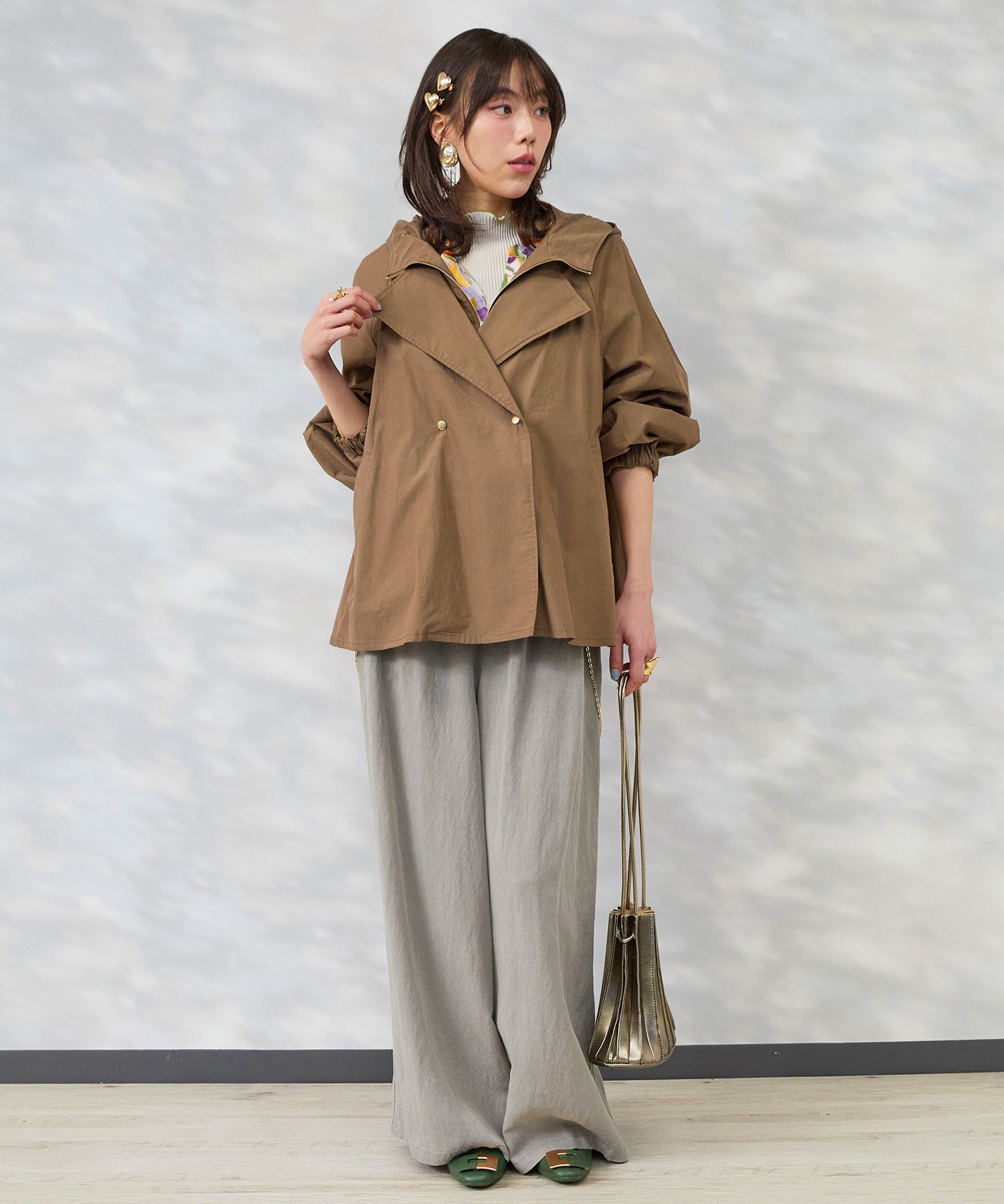 【FONT LAB】コットンテンセルフェイクレイヤードショートコート