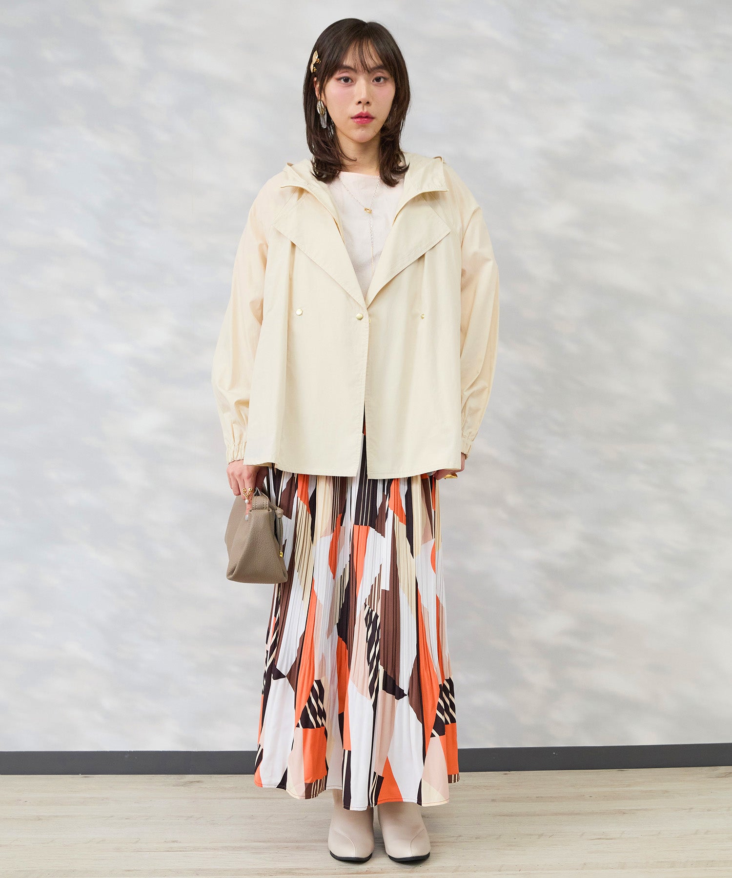 【FONT LAB】コットンテンセルフェイクレイヤードショートコート