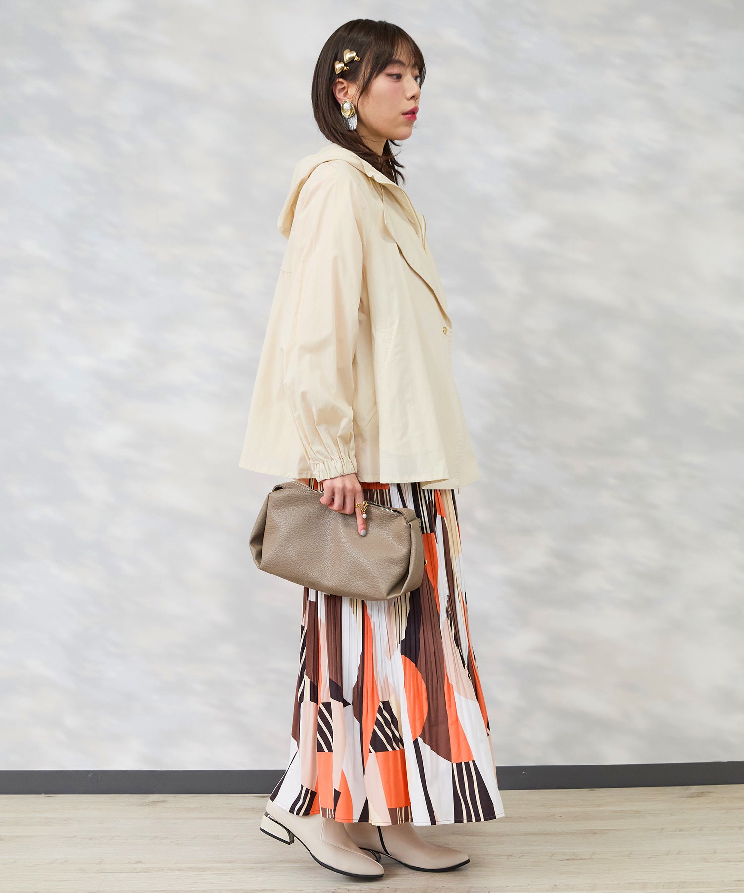 【FONT LAB】コットンテンセルフェイクレイヤードショートコート