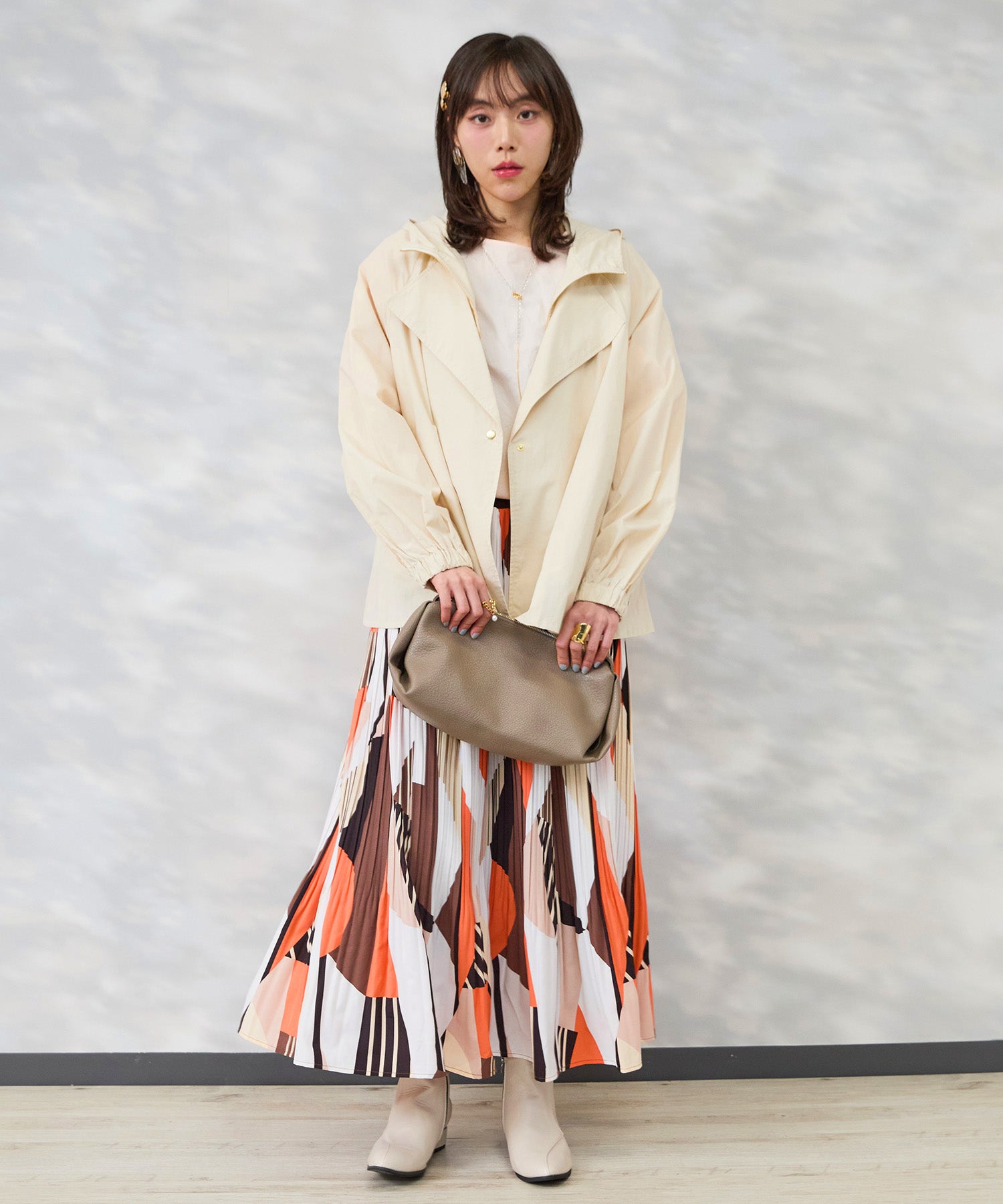 【FONT LAB】コットンテンセルフェイクレイヤードショートコート