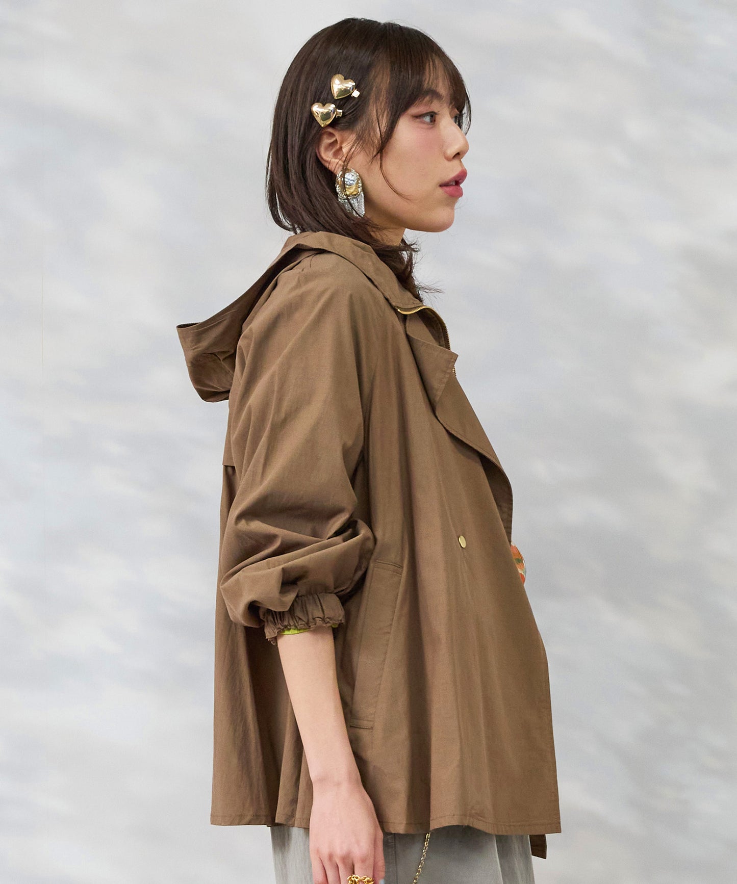 【FONT LAB】コットンテンセルフェイクレイヤードショートコート