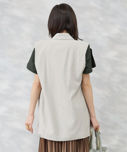 【SKFK】アシンメトリーデザインペイントジレ