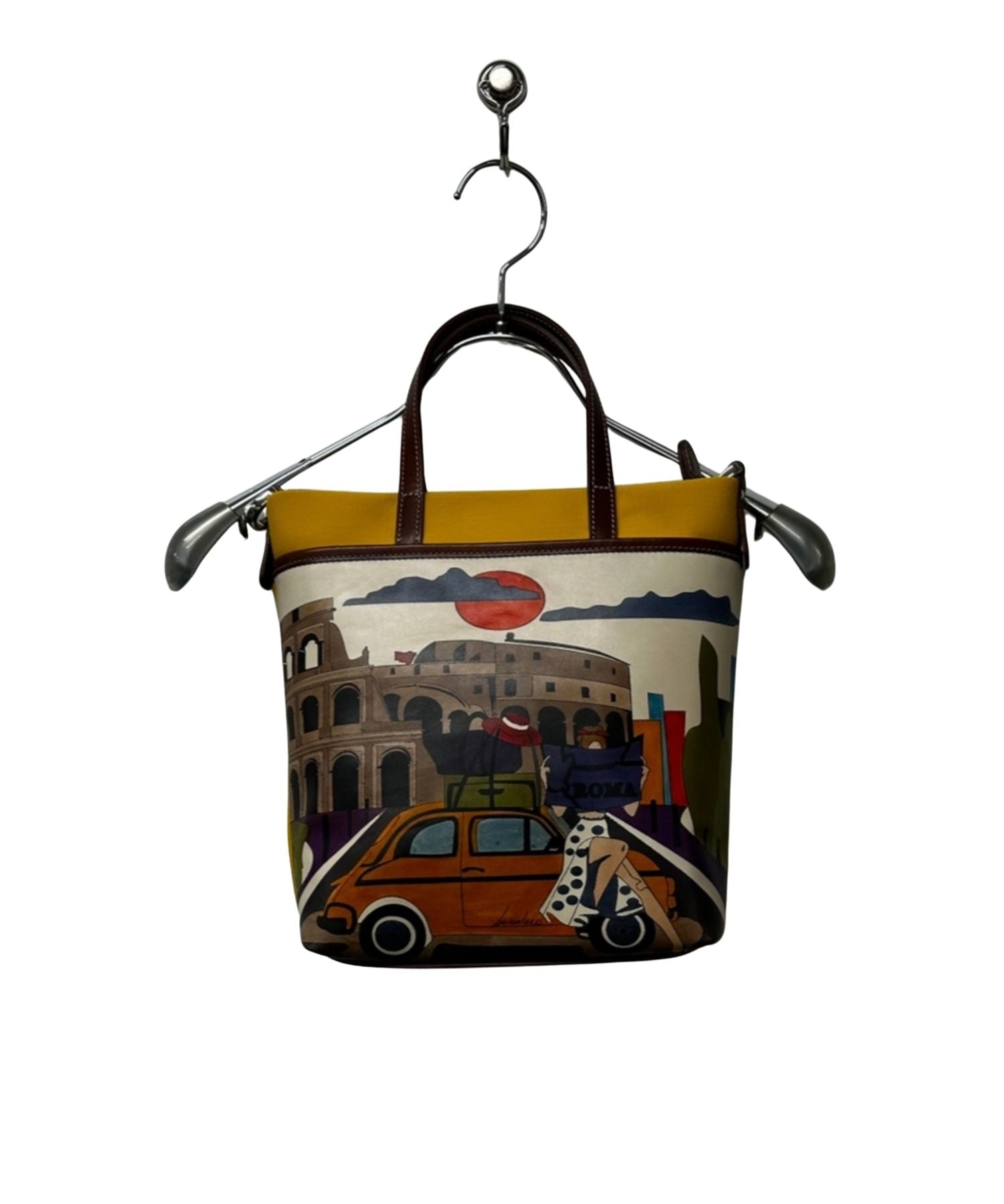 83-6435【biadera】【周年】ハンドペイントレザー×ネオプレンBAG