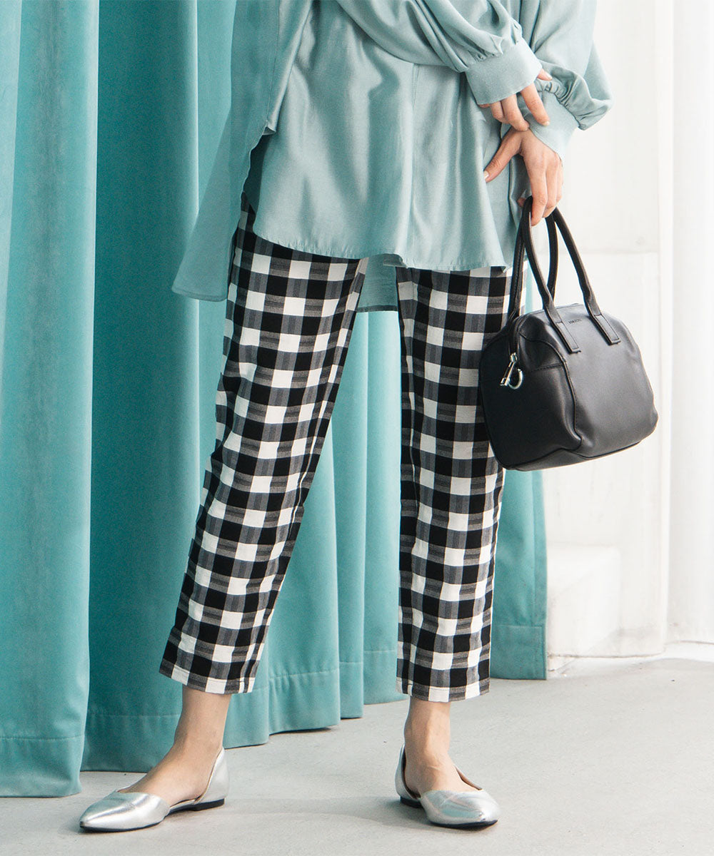 12-1676　21号(6L～) アソートチェックストレッチパンツ【先行予約】