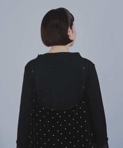 【la farfa企画】ドット刺繍ベロアキャミワンピース