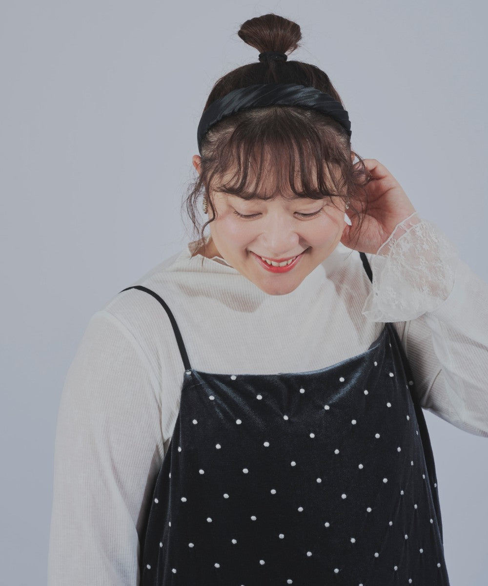 【la farfa企画】ドット刺繍ベロアキャミワンピース