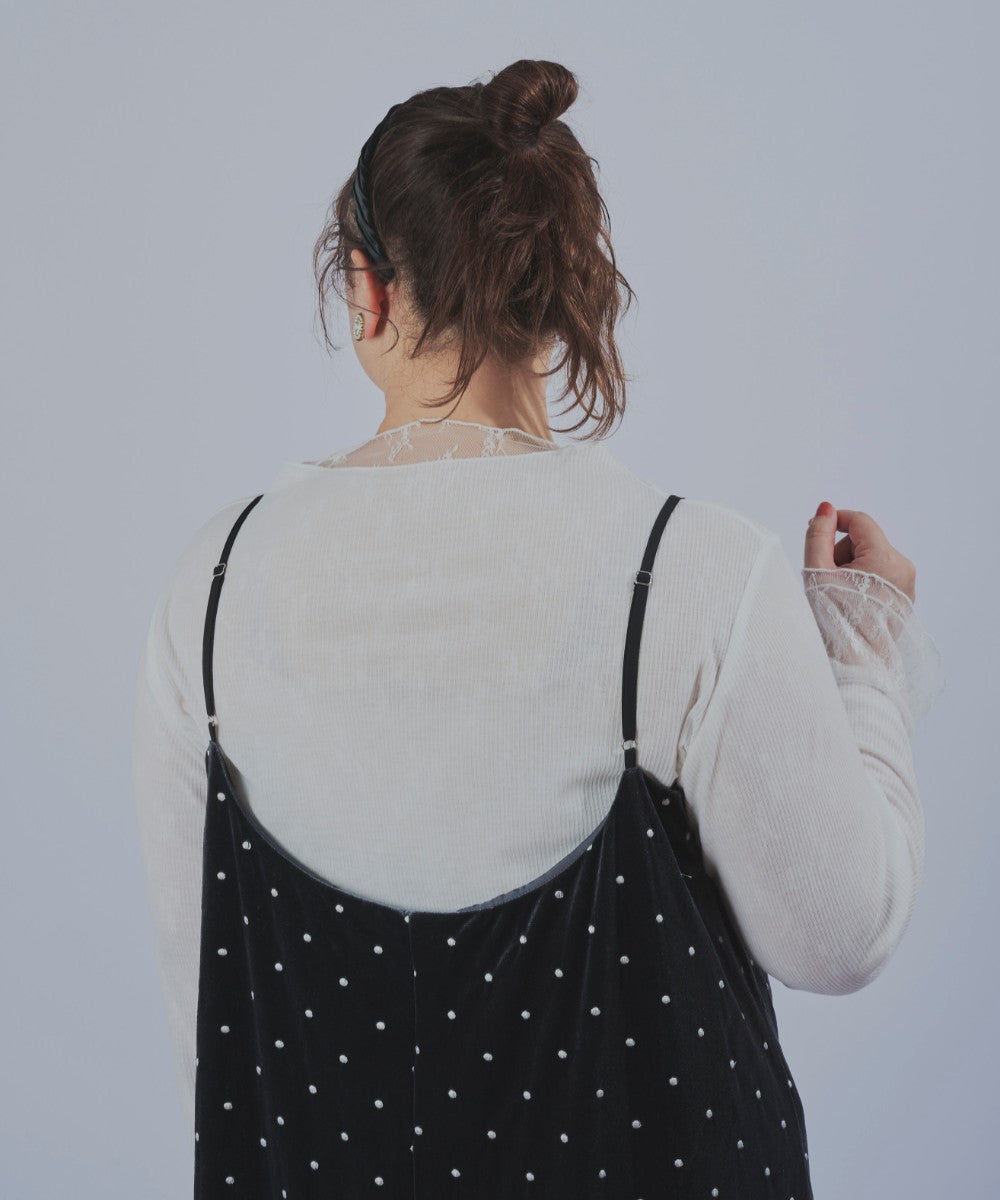 【la farfa企画】ドット刺繍ベロアキャミワンピース
