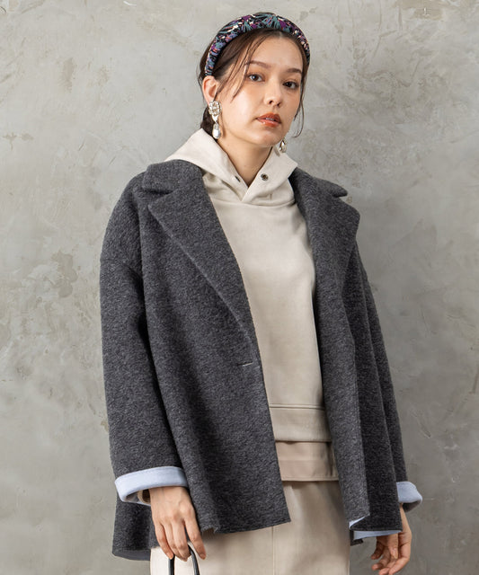 【JETSET SOLO PLUS】LANIFICIO BECAGLIバイカラーボンディングハーフコート