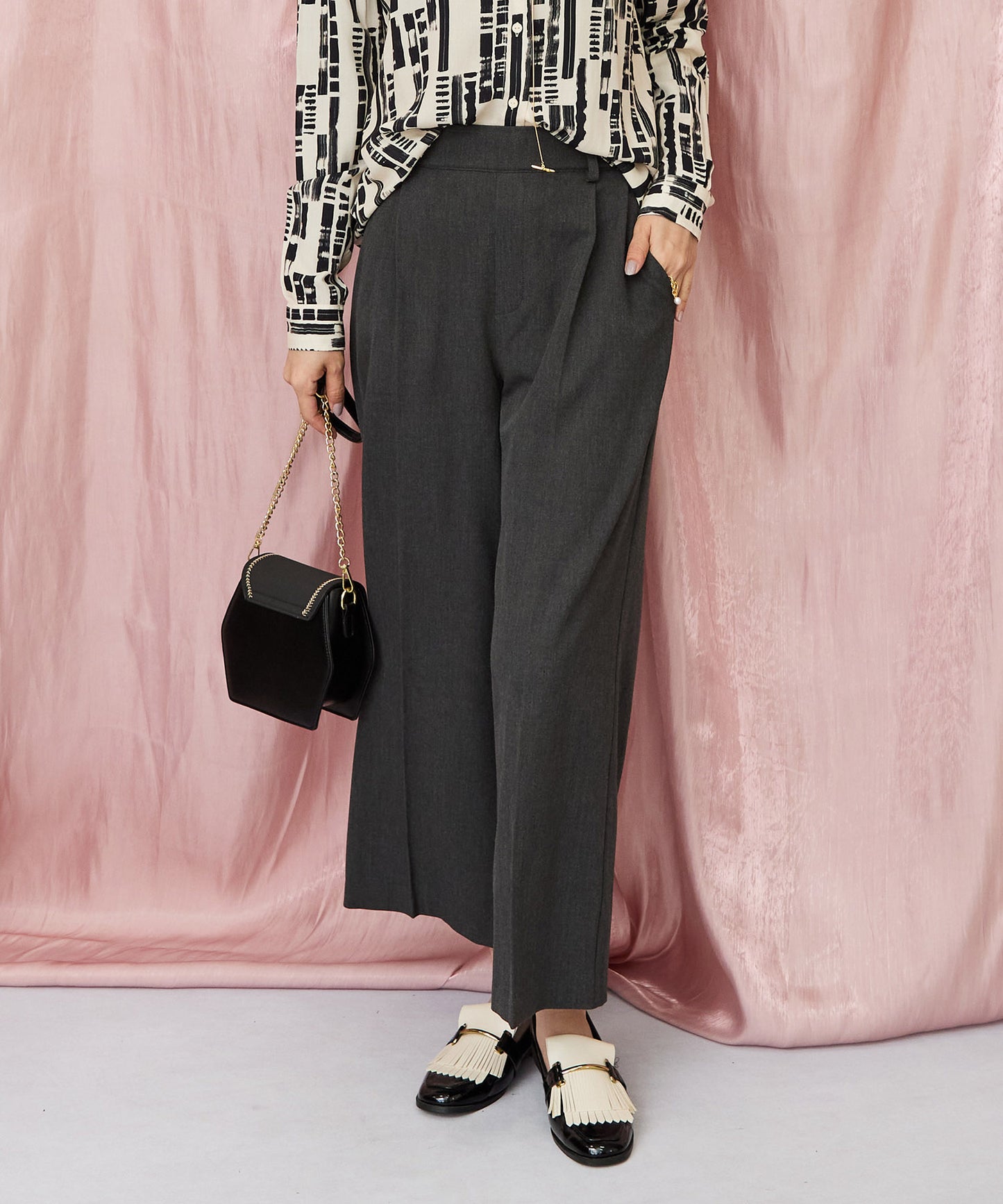 12-1892【JETSET SOLO PLUS】2WAYピーチツイルワイドパンツ