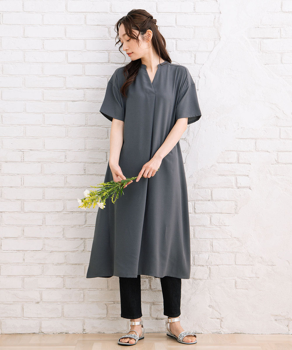 21号(6L～) スムースジョーゼットスキッパーワンピース