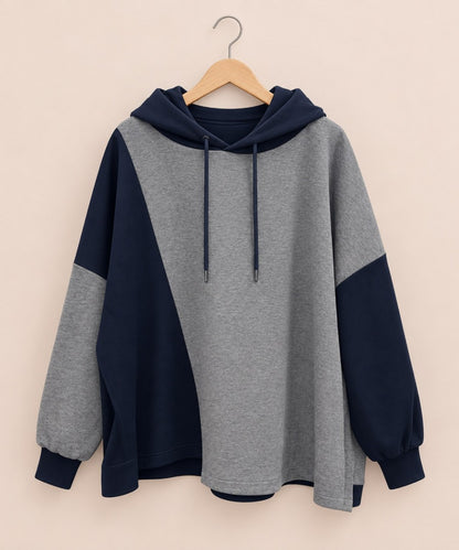61-2729BLANC basque [Rogique]アシメバイカラーダンボールニットフーディ【先行予約】