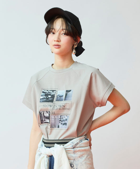 64-5883　【FONT LAB】ドライタッチコットンアートフォトTシャツ