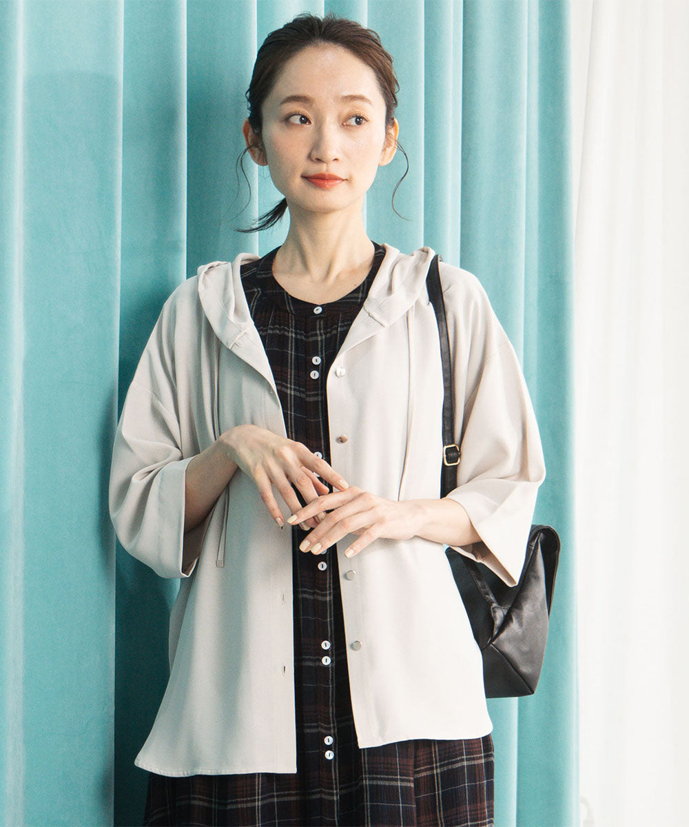 23-5475　【COOL・UV・防シワ】スムースジョーゼットフーディブルゾン【先行予約】