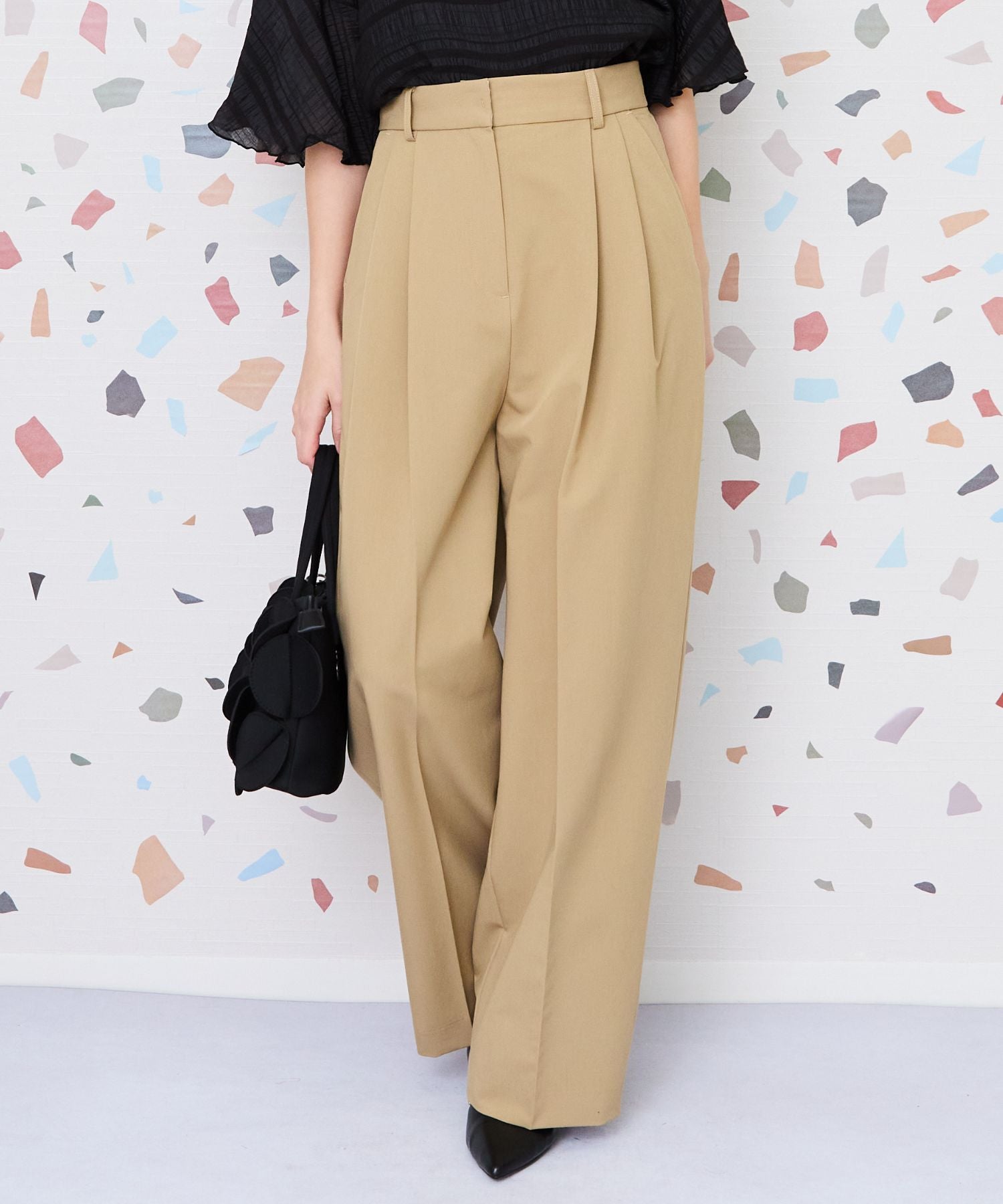 【JETSET SOLO PLUS】ワイドツータックマーベルトパンツ