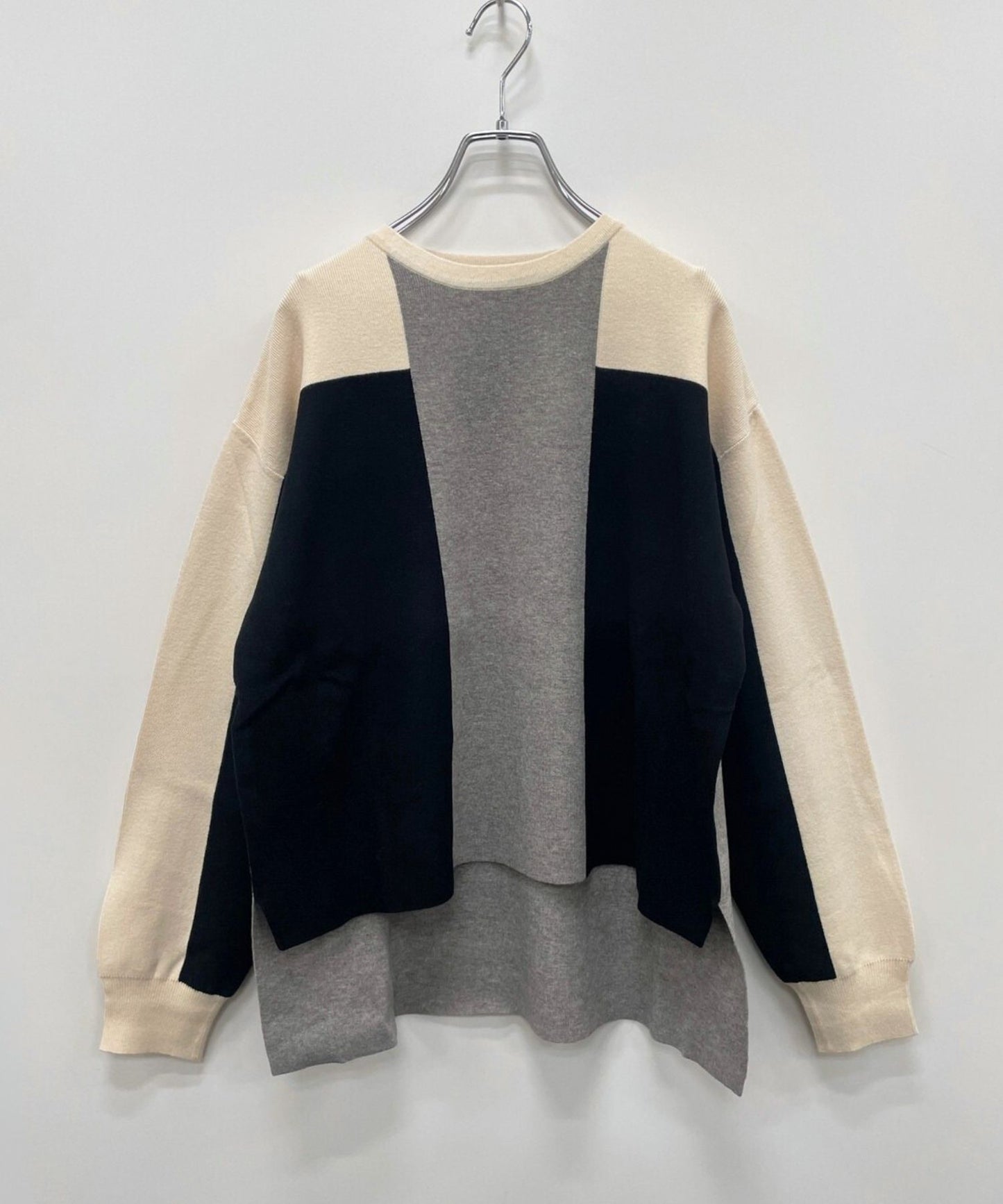 【FONT LAB】カラーブロックドロップショルダーニット