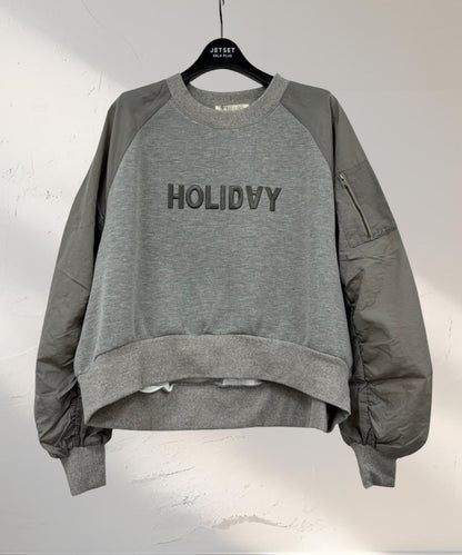 61-5850【FONT LAB】異素材コンビエンブロイダリーロゴスウェット