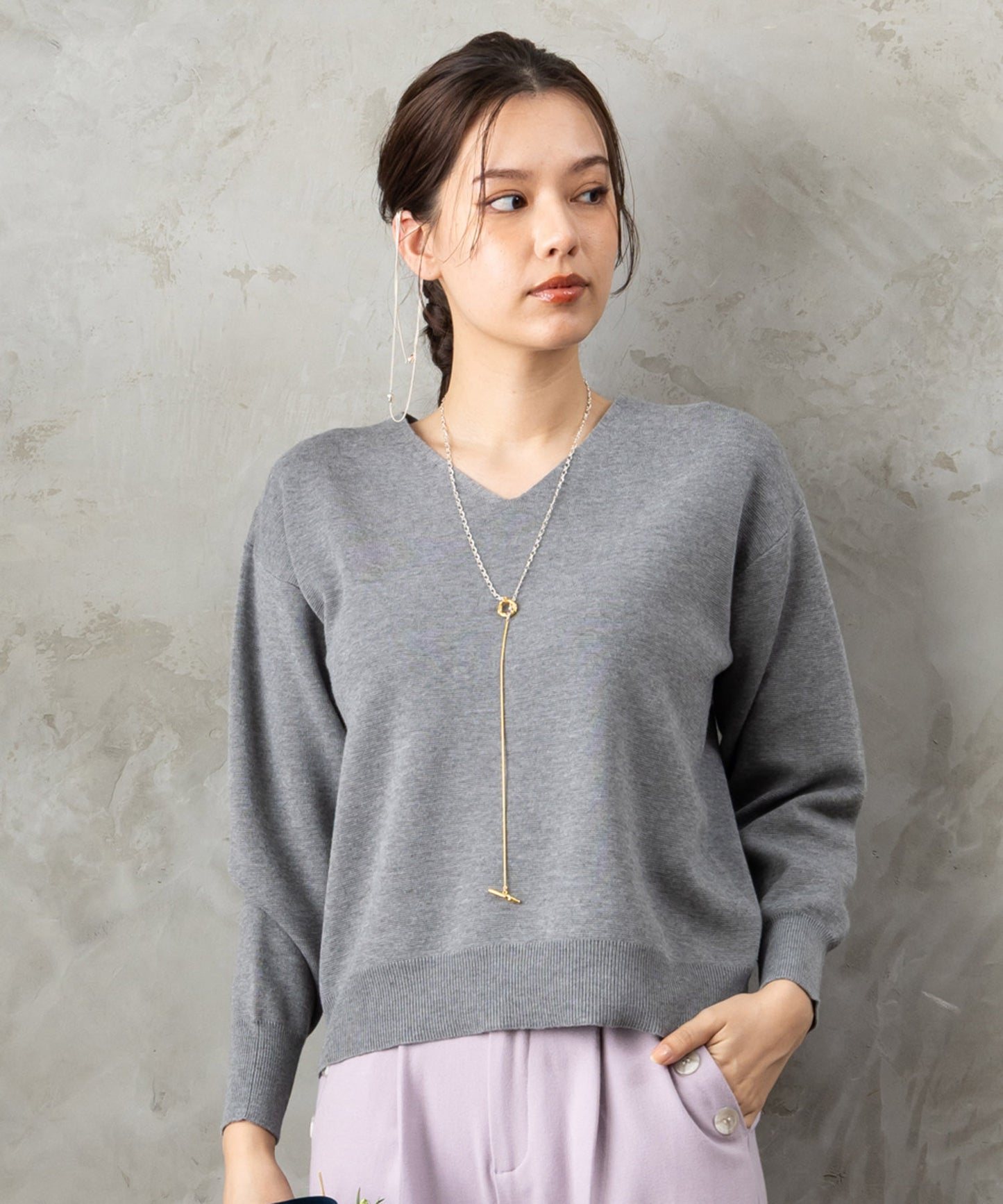 【JETSET SOLO PLUS】マシュマロタッチミラノVネックニット