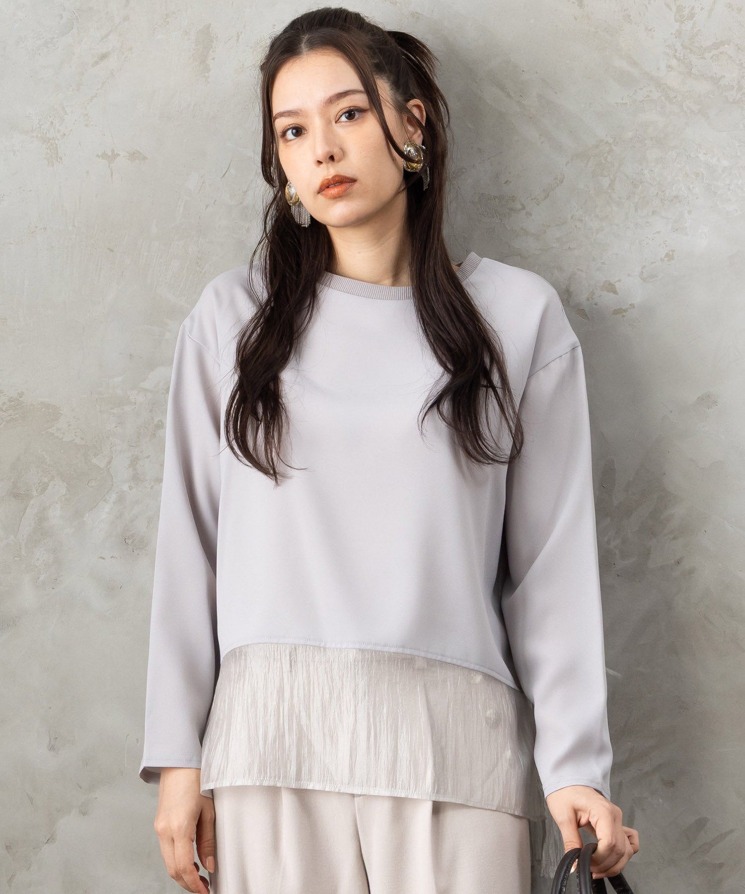 01-1342【JETSET SOLO PLUS】2WAYジョーゼットオーガンジーコンビブラウス