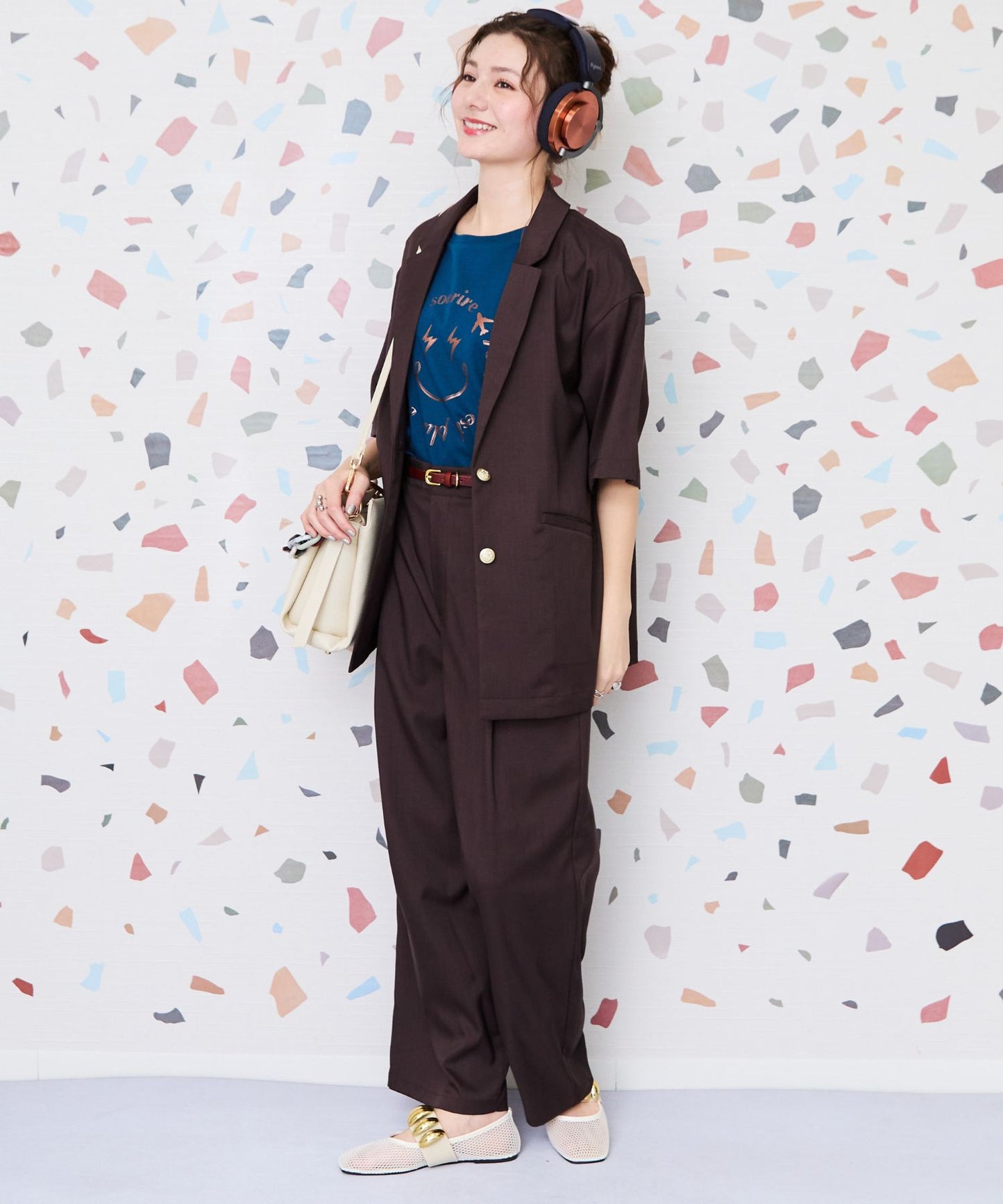 【JETSET SOLO PLUS】リネンライクストレッチ半袖テーラードジャケット