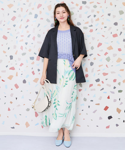 【JETSET SOLO PLUS】リネンライクストレッチ半袖テーラードジャケット